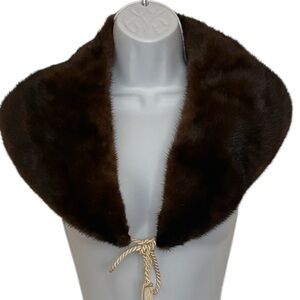 Fur collar/small stole believed to be mink, Vintage, brown , tassel ties